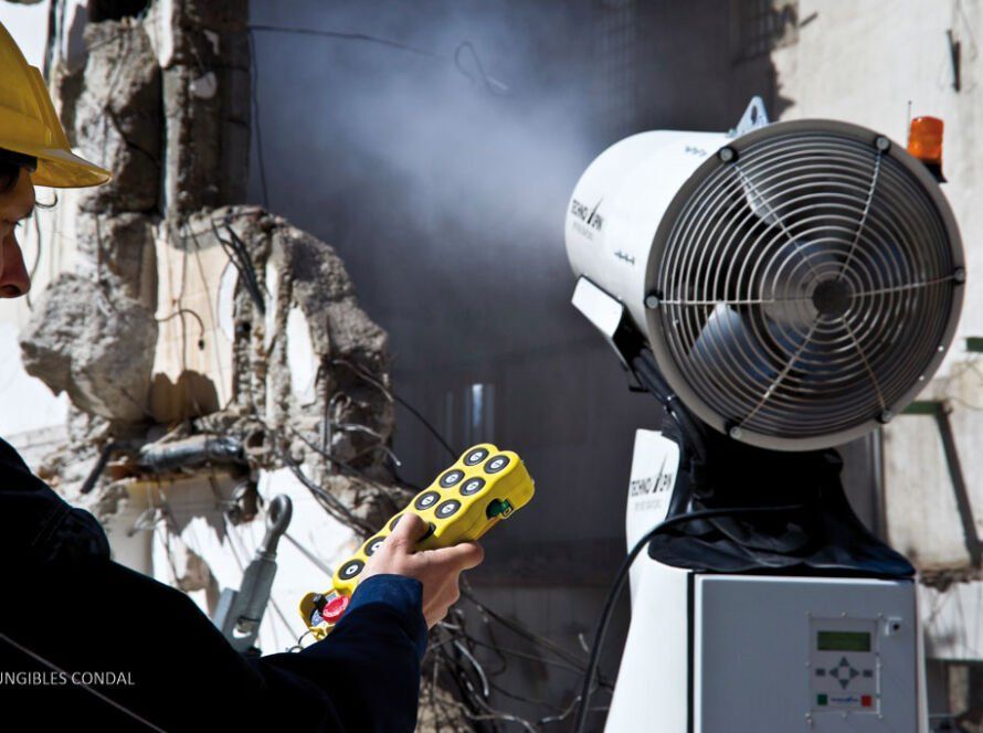 Sistema de nebulización industrial para control de polvo en planta